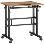 HOMCOM - Bureau debout avec plateau inclinable - 27,6 po L x 23,6 po l x 47,2 po H - marron-S'ajuste de 27,8 po à 47,2 po, permettant de passer facilement de la position assise à debout