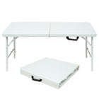 Homy Casa - Table pliante portative de 4 pi avec 4 hauteurs réglables pour utilisation intérieure et extérieure, camping - Blanc-Le format de 4 pi convient au camping et aux fêtes