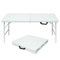 Homy Casa - Table pliante portative de 4 pi avec 4 hauteurs réglables pour utilisation intérieure et extérieure, camping - Blanc-Le format de 4 pi convient au camping et aux fêtes
