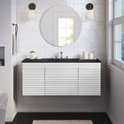 Modway - Render Fixation murale de 48" Vanette de salle de bain - Blanc Noir-MDF et panneau de particules