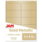 Jam Paper Étiquettes postales, 2 x 4 po, or métallique, 120/paquet (40732538)-Étiquettes avec adresse d’expédition
