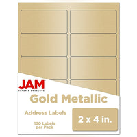 Jam Paper Étiquettes postales, 2 x 4 po, or métallique, 120/paquet (40732538)-Étiquettes avec adresse d’expédition