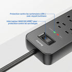 ShoppingAll - Huntkey parasurtenseur multiprise avec 6 prises et 2 ports USB – 4 pi – noir-Certifiée ETL avec boîtier ignifuge en ABS+PC, plus trous de fixation à l’arrière pour un montage facile au mur ou sous un bureau et une meilleure gestion des câbles