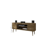 Manhattan Comfort - Meuble TV Bradley 62,99 po style Mid-Century Modern - Brun Rustique-Comprend 1 ouverture pour la gestion des câbles