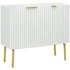 HOMCOM - Armoire d’appoint 35,4 po L - blanc-Un large plateau et 2 armoires avec un total de 4 étagères pour ranger tous vos objets 