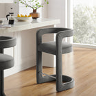Modway - Winslow Performance Velvet Tabouret de comptoir - Storm Gray-Rembourrage résistant aux taches