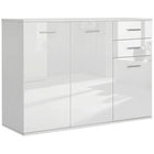 HOMCOM - Buffet haute brillance 41,75 po L avec 2 tiroirs et 3 portes - blanc-Design contemporain avec une belle couleur blanche à haute brillance 