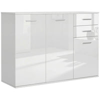 HOMCOM - Buffet haute brillance 41,75 po L avec 2 tiroirs et 3 portes - blanc-Design contemporain avec une belle couleur blanche à haute brillance 