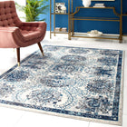 Modway - Entourage Treillis marocain floraux vieillis Kensie Tapis de 5 pi l x 8 pi L - Ivoire et bleu-Tissage serré à poil bas