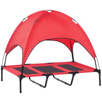 PawHut - Lit rafraîchissant surélevé pour animaux avec auvent pour chiens taille XL - 48 po L x 36 po l x 43 po H - rouge-Surélevé du sol pour plus de confort et permettre la circulation de l'air sur tous les côtés 