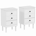 HOMCOM - Tables de nuit avec poignées rondes pour chambre à coucher - blanc - lot de 2-Ensemble de deux tables de chevet. À utiliser ensemble ou séparément 