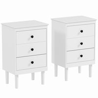 HOMCOM - Tables de nuit avec poignées rondes pour chambre à coucher - blanc - lot de 2-Ensemble de deux tables de chevet. À utiliser ensemble ou séparément 