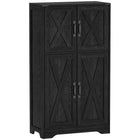 HOMCOM - Armoire de cuisine style ferme 23,6 po L - grain de bois noir-Le design de porte de grange et les accents noirs aux coins ajoutent un charme de ferme 