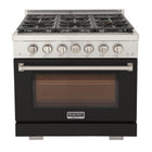 Kucht - 36 po Série KFX-X Cuisinière Pro Style au gaz propane - Acier inoxydable/Noir-Brûleur rocket power de 21 000 btu pour un saisissage rapide