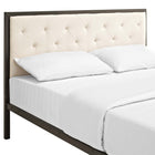 Modway - Mia Tissu Lit Queen, Brun beige-Ça ne nécessite pas de sommier