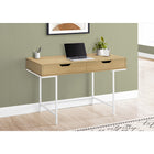 Monarch Specialties - 7569 Bureau 48 po L - Naturel/Metal Blanc-La base en métal au fini blanc offre de la stabilité et comprend des pieds en métal minces qui sont encastrés sous le bureau rectangulaire