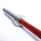 MotionGrey - Barre olympique - Barre d’haltérophilie pour l’entraînement de force, squats, soulevés de terre et développés - Rouge-Manchons de 50 mm compatibles avec la plupart des plaques olympiques pour un entraînement polyvalent