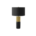 Monarch Specialties - Luminaire - 25 po H Lampe De Table - Béton Noir - Abat-Jour Noir - Contemporain-Cette lampe de table contemporaine et chic de 25 pouces de haut est conçue avec une base cylindrique élégante en béton noir et métal doré, surmontée d'un simple abat-jour en tissu noir et complété par un embout doré