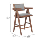 Zuo - Delhi Tabouret de comptoir - Gris/Noyer - Ensemble de 2-8