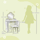 Qaba - Coiffeuse pour enfants avec miroir et tabouret motif fleur - blanc-Convient aux chambres, salles de jeux et crèches  
