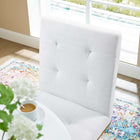 Modway - Privy Acier inoxydable doré Tissu rembourré Chaise d’accent pour salle à manger - Or Blanc-Tissu polyester doux pour tissu