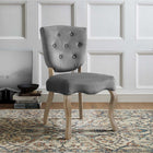 Modway - Array Français vintage Performance Velvet Fauteuil d’appoint de salle à manger - Gris-Dossier de siège touffé à boutons
