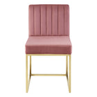 Modway - Carriage Base de traîneau à touffes de Channel Performance Velvet Chaise à manger - Rose Poussiéreuse d’Or-Rembourrage en mousse dense