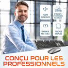 Delton - Ensemble clavier et souris sans fil ultra-fin K100 - argent-La souris sans fil ultraplate fonctionne avec 1 pile AA (non fournie), tandis que le clavier sans fil ultraplat fonctionne avec 2 piles AAA (non fournies).