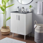 Modway - Augusta 24" Vanette de salle de bain - Blanc Noir-Bassin d’évier en céramique intégré