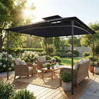 Outsunny - Pavillon 10 pi l x 10 pi L - pavillon de jardin So pi L avec toit à 2 niveaux - bleu marine-Toit à double niveau améliore la circulation de l'air pour des conditions extérieures confortables