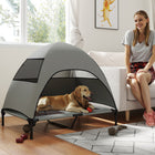 PawHut - Lit pour chien surélevé d’extérieur avec auvent, lit pour chien surélevé - gris clair-Une élévation de 7,1 po (18 cm) empêche l'humidité et assure la stabilité 