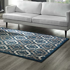 Modway - Kalinda Treillis rustiques vintage marocains Tapis de comédie 8 pi l x 10 pi L - Ivoire marocain bleu et brun-Dessous en caoutchouc de prise