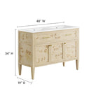 Modway - Elysian 48" Meuble de salle de bain à double lavabo - Burl-Bassin à double évier en céramique