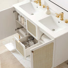 Modway - Chaucer 48" Meuble de salle de bain à double lavabo - Blanc blanc-Portes en rotin tissé