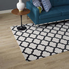 Modway - Lida Treillis marocain Tapis de comédie 8 pi l x 10 pi L - Ivoire et charbon de bois-Protéger les planchers de la circulation ou des meubles