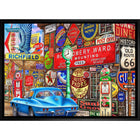 Along Route 66 par Michel Fishel - Toile encadree - 31" x 22"-Impression d'art de haute qualité avec passe-partout et encadrement professionnel