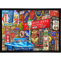 Along Route 66 par Michel Fishel - Toile encadree - 31" x 22"-Impression d'art de haute qualité avec passe-partout et encadrement professionnel