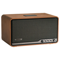 Edifier - Haut-parleur de table rétro S300, audio Hi-Res avec LDAC, système sans fil multi-pièces AirPlay 2, puissance RMS de 80 W et télécommande – Marron-Architecture acoustique haute fidélité : À l’intérieur du coffret élégant, deux tweeters à dôme en titane de 1,25 po avec aimants en néodyme et un haut-parleur médium-grave de 5,5 po à longue excursion doté d’une membrane en aluminium offrent une expérience audio riche. Le coffret en MDF réduit la résonance et la distorsion, tandis que le port bass-refle
