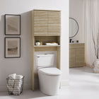Modway - Render Par-dessus les toilettes Faux travertin Armoire de rangement de salle de bain in Travertin-Glissières de plancher sans marquage