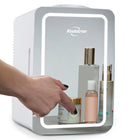 Koolatron - Réfrigérateur Cosmetics avec miroir de maquillage et anneau lumineux LED - 6 L-Porte miroir avec lumière intégrée à intensité variable avec commande tactile