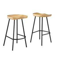 Modway - Concord Dos sans dos Tabourets de comptoir - Chêne - Ensemble de 2-Tabourets de comptoir en bois de manguier
