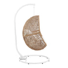Modway - Encase Terrasse extérieure Rotin Chaise à balançoire - Blanc cappuccino-Coussinets ajustables pour les pieds