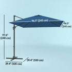 Outsunny - Parasol suspendu carré de patio 8 pi L x 8 pi l avec rotation à 360°, bleu marine-Mât en aluminium et huit baleines en acier avec revêtement en poudre soutenant une toile en polyester de 200 g résistante aux UV pour des années d'utilisation agréable  