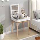 HOMCOM - Coiffeuse avec miroir rabattable - 23,6 po L x 19,7 po l x 33,7 po H - blanc-Se transforme selon les besoins en coiffeuse ou en bureau 