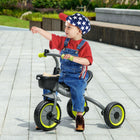 Qaba - Tricycle pour enfants 2-5 ans, vélo pour tout-petits avec siège réglable - noir-Roue avant de 10 po et roue arrière de 8 po en EVA 