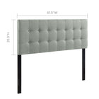 Modway - Emily Tissu rembourré Tête de lit Queen, Gris-Convient aux lits queen size