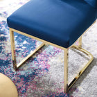 Modway - Amplify Base de traîneau Performance Velvet Fauteuil d’appoint de salle à manger - Marine d’or-Cadre en acier inoxydable doré