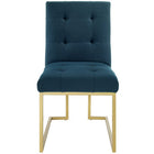 Modway - Privy Acier inoxydable doré Tissu rembourré Chaise d’accent pour salle à manger - Or Azur-Livré entièrement assemblé