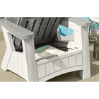 Suncast - Chaise Adirondack avec rangement - Gris colombe/Cube de glace-Confortable et ergonomique.