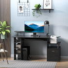 HOMCOM - Bureau d'ordinateur avec support d'écran et plateau à clavier - 59,75 po L x 23,5 po l x 34,75 po H - noir-Comprend un plateau coulissant pour clavier, un support CPU, une armoire et plusieurs étagères